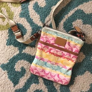 Coach Scribble Stripe Swingpack Crossbody Shoulder Pink Multi 41232 Hampton bag